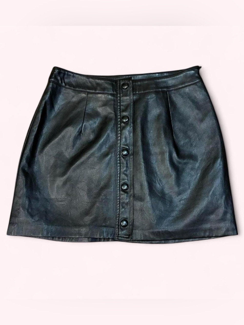LULU’S Black Leather Button Front Mini Skirt